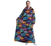 Gegeryozer Coperta con Maniche Donna Indossabile - Felpa Termica Morbida, Tasche Integrate + Cappuccio per Divano e Casa