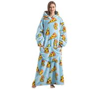 Gegeryozer Coperta con Maniche Donna Indossabile - Felpa Termica Morbida, Tasche Integrate + Cappuccio per Divano e Casa