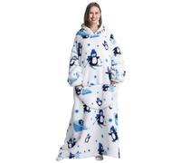 Gegeryozer Coperta con Maniche Donna Indossabile - Felpa Termica Morbida, Tasche Integrate + Cappuccio per Divano e Casa