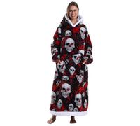 Gegeryozer Coperta con Maniche Donna Indossabile - Felpa Termica Morbida, Tasche Integrate + Cappuccio per Divano e Casa
