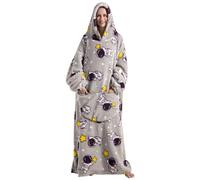 Gegeryozer Coperta con Maniche Donna Indossabile - Felpa Termica Morbida, Tasche Integrate + Cappuccio per Divano e Casa