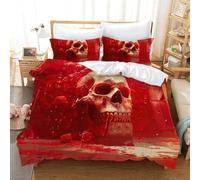 Gegeryozer Set Copripiumino Testa di Morte 220×240 cm Set Copripiumino Gotico Completo di Fodere in Microfibra per Bambini con 2 Federe 50 x 75 cm (KL4)