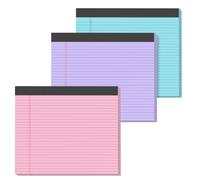 Gehanfai 10x8.5 Legal Pads 3-Pack, 30 Sheets, Pink/Purple/Blue