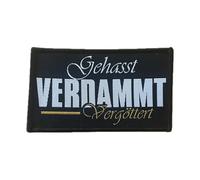 Gehasst Verdammt Vergöttert Toppa | Toppa termoadesiva adatta per fan del malvagio, dello zio, rocker toppa da stiro con gonna tedesca (GVV 2 (10 x 6 cm)