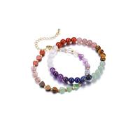 GEHECRST 2 pezzi di pietre curative Chakra, bracciale con pietre curative a forma di cuore, bracciale regolabile per yoga, bracciale portafortuna, bracciale per la salute e la terapia energetica Reiki