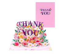 GEHENFRUCHT Biglietto di auguri 3D con fiori per ringraziamento, pop-up, biglietto di auguri 3D, biglietto di auguri per la festa della mamma, per la festa del papà, per insegnanti di mamma e papà