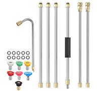 Geichan Set di bacchetta di estensione per idropulitrice per grondaie, 4000 PSI per la pulizia delle grondaie, idropulitrice per tetti, lancia per la pulizia del tetto con 7 punte per ugelli, 10