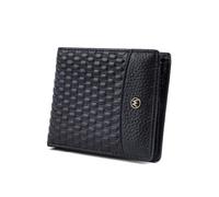 Geila Portafoglio minimalista da uomo, realizzato a mano, in vera pelle, con blocco RFID, 11 scomparti per carte e sezione note, Nero , L, Moderno