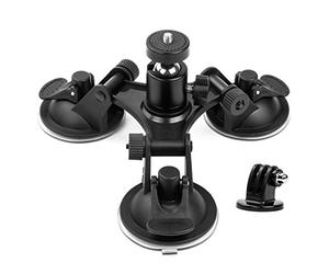 Geila Tripla Coppa - Supporto per aspirazione per telecamera - Supporto per auto Supporto per ventosa triplo con testa filettata 1/4 Testa a treppiede a 360 gradi