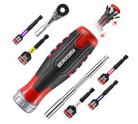 GEINXURN Cacciavite a cricchetto e porta punte magnetico, 19 pezzi, mini chiavi a cricchetto per riparazioni fai da te, con set di punte da 13 pezzi (PH/PZ/Torx/Hex)
