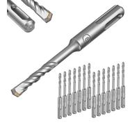 GEINXURN SDS-Plus - Set di punte da trapano per calcestruzzo, 15 pezzi, 6 mm x 110 mm, taglio dritto in metallo duro, punta per muratura, pietra, calcestruzzo armato, pietra naturale, mattoni
