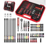 Geinxurn Set di 44 punte per cacciavite, include punte per avvitatore a percussione, mini chiave, trapano a gradino, supporto per punte metriche a bussola e chiave a bussola con cassetta degli