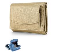 GEIPOT Portafoglio preliminare con portamonete Nuovo Cuoio Genuino Blocco Titolare di Carta Organizzatore Tasca Mini Portafoglio Donna Pieghevole Breve Portafoglio, cachi, Taglia unica