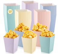 Geiserailie 100 Mini Secchielli per Popcorn Scatole di Carta Riutilizzabili e Colorate per Snack per Serate al Cinema Feste Compleanni Carnevale Baby Shower Matrimoni Fine Anno(Pastello)