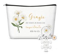 Geiserailie 2 Pezzi Regalo Amicizia Donna Trousse Migliore Portachiavi Puzzle con Margherita Grazie per Esserci Sempre Regalo Amica Speciale Originale Regali di Compleanno Natale per Sorella Fidanzata