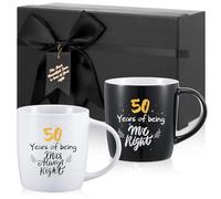 Geiserailie 2 Tazze Tazza di Ceramica 50 Years Mr and Mrs con Carte Coppie Divertenti Regali Natale Scatole Regalo Nere per Matrimonio Fidanzamento Anniversario Festa Sposa 380 ml (Elegante)