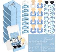 Geiserailie 40 pezzi 8 set di occhiali da sole quadrati con artigli per capelli a forma di cuore con scritta "Will You Be My Bridesmaid" (blu)
