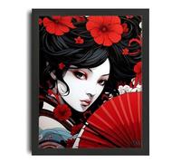 Geisha Art Print Red Flower Wall Art Japanese Home Decor Geisha Poster Asian Art A4 Poster on Canvas - Ispiratrice Motivazionale Arte da parete Vita quotidiana Citazione incoraggiante Frasi brevi fam