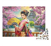 Geisha giapp. primavera Puzzle 1000 Pezzi In Resistente E Durevole, Un Busta Di Puzzle A Rompicapo Per Enigma Per Il Relax Mentale, Ideale Per Vacanza Relax, Puzzle 38x26cm/1000pcs