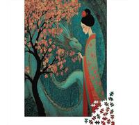 Geisha giapponese 70x50cm/1000pcs - Drago Wrapped Around Sakura Tree Puzzle Per Adulti GioGattotolo Fai-da-te