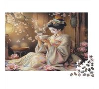 Geisha giapponese cerimonia del tè Puzzle 1000 pezzi per adulti Donna in kimono graziosa che gusta il tè al chiuso Premium robusto vibrante stimolante antistress regalo famiglia 52x38cm/1000pz