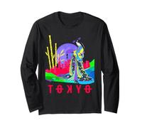 Geisha Giapponese E Tokyo Astratto di Notte Maglia a Manica