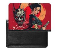 Geisha Samurai Tattoodemons Maschera Porta Passaporto per Uomo Donna PU Pelle Passaporto Portafoglio Viaggio