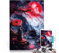 Geisha sotto la luna di sangue Puzzle 1000 pezzi per adolescenti Vacanza a casa: uccidere il tempo è ideale come regalo per tutta la famiglia 38x26cm