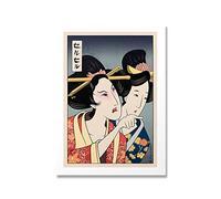 Geisha Tela Pittura Gatto Bianco in Stile Giapponese Poster Divertente Stampa Artistica Asiatica Moderna for Immagine da Parete Soggiorno Camera da Letto Home Decor (Color : A, Size : 50x70cm No Fra