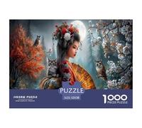 Geishae gufi Puzzle Impossibili 1000 Pezzi Autunno al chiaro di luna Decorazione Per La Casa. Rilassamento E Intelligence Per Adulti E Ragazzi Da 14 Anni 52x38cm/1000pcs