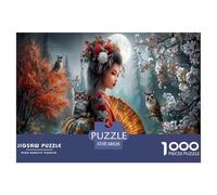 Geishae gufi Puzzle Impossibili 1000Pcs Autunno al chiaro di luna Decorazione Per La Casa. Rilassamento E Intelligence Per Adulti E Ragazzi Da 14 Anni 38x26cm/1000pcs