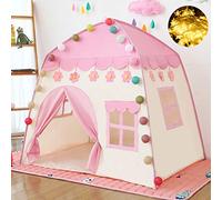 GEIwenle Tenda da gioco per bambini con luci a stella, tenda da gioco per bambini, per interni ed esterni, giocattolo per compleanno, regalo di Natale (rosa)