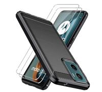 GEJEFA Cover per Motorola Moto G05/Moto E15 + [2 Pezzi] Vetro Temperato, Sottile Silicone TPU Bumper Case Antiurto Antigraffi Fibra di Carbonio Custodia per Motorola Moto G05/Moto E15 - Nero