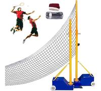 GEJLELDS Rete e palo da pallavolo/Badminton per Interni, Rete da pallavolo Portatile con Supporto per Giardino, Rete e Pali da pallavolo per Esterni Regolabili in Altezza da 5 a 6,9 Piedi