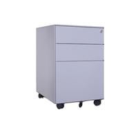 GEK208130 Armadi archivio schedari Mobiletto mobile in acciaio, piccolo, con ruote, sotto la scrivania, tre cassetti Cassettiera Scrivania(Grijs)