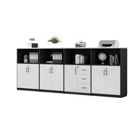 GEK208130 Armadi archivio schedari Mobiletto portadocumenti in legno bianco/nero, confezione multipla, mobiletto portaoggetti rimovibile multi-anta e multi-cassetti Cassettiera Scrivania