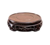 GEK208130 Base Espositiva Ornamento Base Bonsai Intagliato in Legno di Ebano Rotondo, espositore for teiera e Vaso di Fiori Piedistallo per Piante(Piccolo)