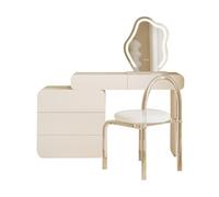 GEK208130 Camera da letto Set da toeletta moderno bianco con 5 cassetti, specchio for il trucco e sedia in acrilico trasparente, for perfetta for moglie, fidanzata, ragazze alla moda Toeletta