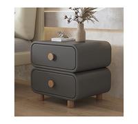 GEK208130 Comodini Comodini in legno Comodino quadrato moderno da 19,6 "H in ecopelle grigio scuro con contenitore, 2 cassetti, for soggiorno e camera da letto Camera da letto(L50xD40xH50cm)
