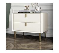 GEK208130 Comodini Comodino a 2 cassetti in ecopelle bianca, comodino moderno in legno con gambe da tavolo dorate, comodini for mobili da soggiorno e camera da letto Camera da letto(L35xD40xH48cm)