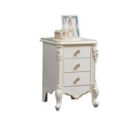 GEK208130 Comodini Comodino bianco con tre cassetti, mobiletto portaoggetti in legno massello for soggiorno, camera da letto, studio, libri, lampade, ecc. Camera da letto