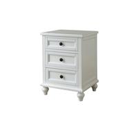 GEK208130 Comodini Comodino bianco/nero, mobiletto portaoggetti con tre cassetti in legno massello for soggiorno, camera da letto, studio, libri, lampade, ecc. Camera da letto(Bianco)