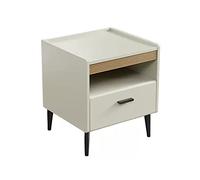 GEK208130 Comodini Comodino con 1 cassetto e comodino con contenitore aperto Maniglia dorata Base dorata for camera da letto, soggiorno, bianco Camera da letto