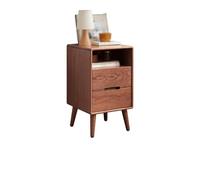 GEK208130 Comodini Comodino con due cassetti + un vano contenitore, mobiletto portaoggetti in legno massello for soggiorno, camera da letto, studio, libri, lampade, ecc. Camera da letto(Bruin)