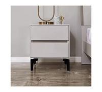 GEK208130 Comodini Comodino elegante Mobili for camera da letto moderni e minimalisti Comodino in legno con 4 robusti piedini in metallo e 2 cassetti, Grigio, L42 XW36 XH49,5 cm Camera da letto