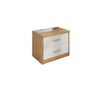 GEK208130 Comodini Comodino in bianco + color legno Mobiletto portaoggetti con due cassetti, mobiletto portaoggetti in legno massello for soggiorno, camera da letto, studio Camera da letto