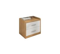 GEK208130 Comodini Comodino in bianco + mobiletto portaoggetti color legno con due cassetti, mobiletto portaoggetti in legno massello for soggiorno, camera da letto, studio Camera da letto