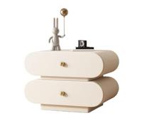 GEK208130 Comodini Comodino in legno con doppio cassetto, for camera da letto, semplice, for riporre oggetti, bianco Camera da letto(M)