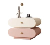 GEK208130 Comodini Comodino in legno con doppio cassetto, rosa e bianco, grande capacità, comodino for camera da letto Camera da letto(Piccolo)
