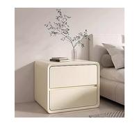 GEK208130 Comodini Comodino in legno Due cassetti senza maniglie Comodino in pelle microfibra Comodino bianco/grigio/curry/arancione Ampio spazio di archiviazione Camera da letto(Cream,M)